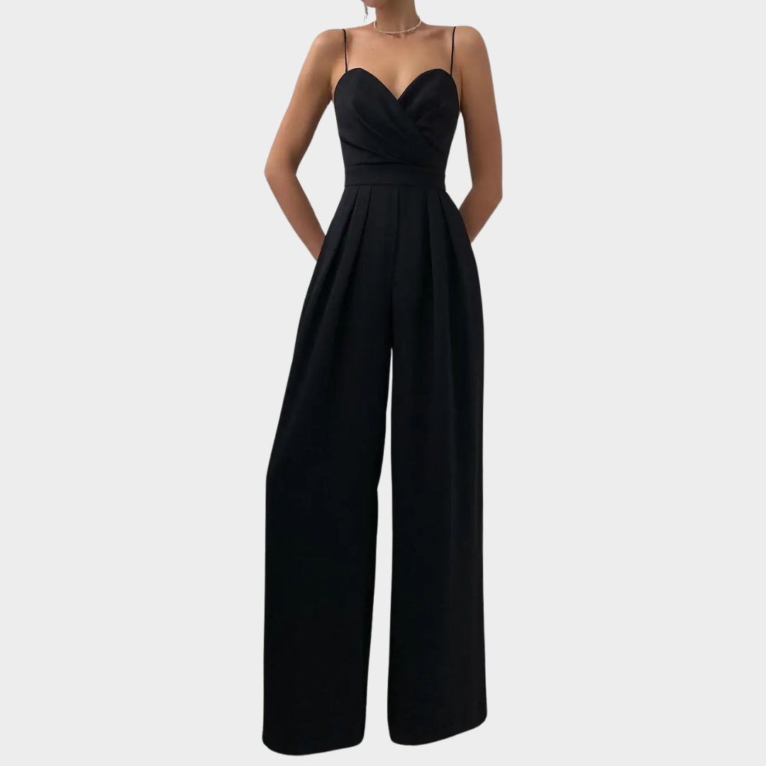 Women's Jumpsuit – Spaghetti Straps – Wide Leg – High Waist – Elegant V-Neck – Multiple Colours