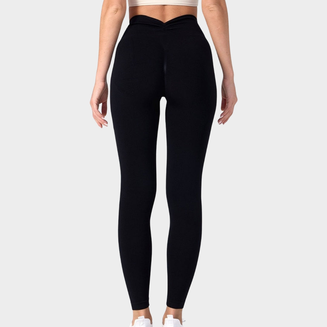 Women's Seamless High-Waist Leggings - Butt-Lifting V-Fold Design - Stretch & Supportive Fitness Trousers - Multiple Colours
