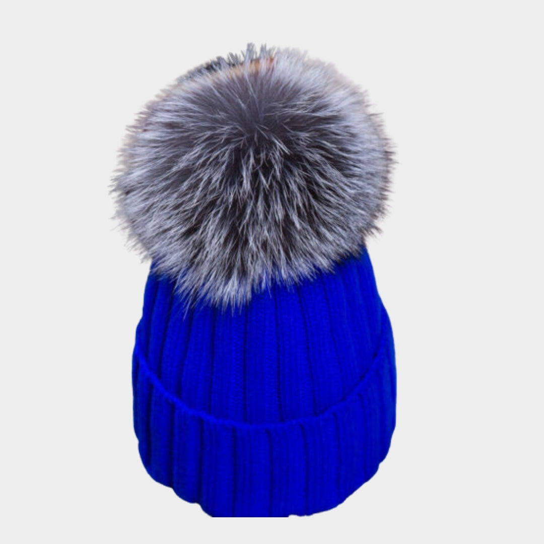 Women’s Warm Winter Beanie – Faux Fur Pom Pom Knit Ski Cap in Multiple Colors