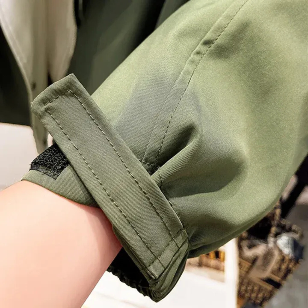 Women’s Windbreaker Jacket – Waterproof and Windproof Mid-Length Coat with Drawcord Waist and Double Layer Design – Multiple Colours