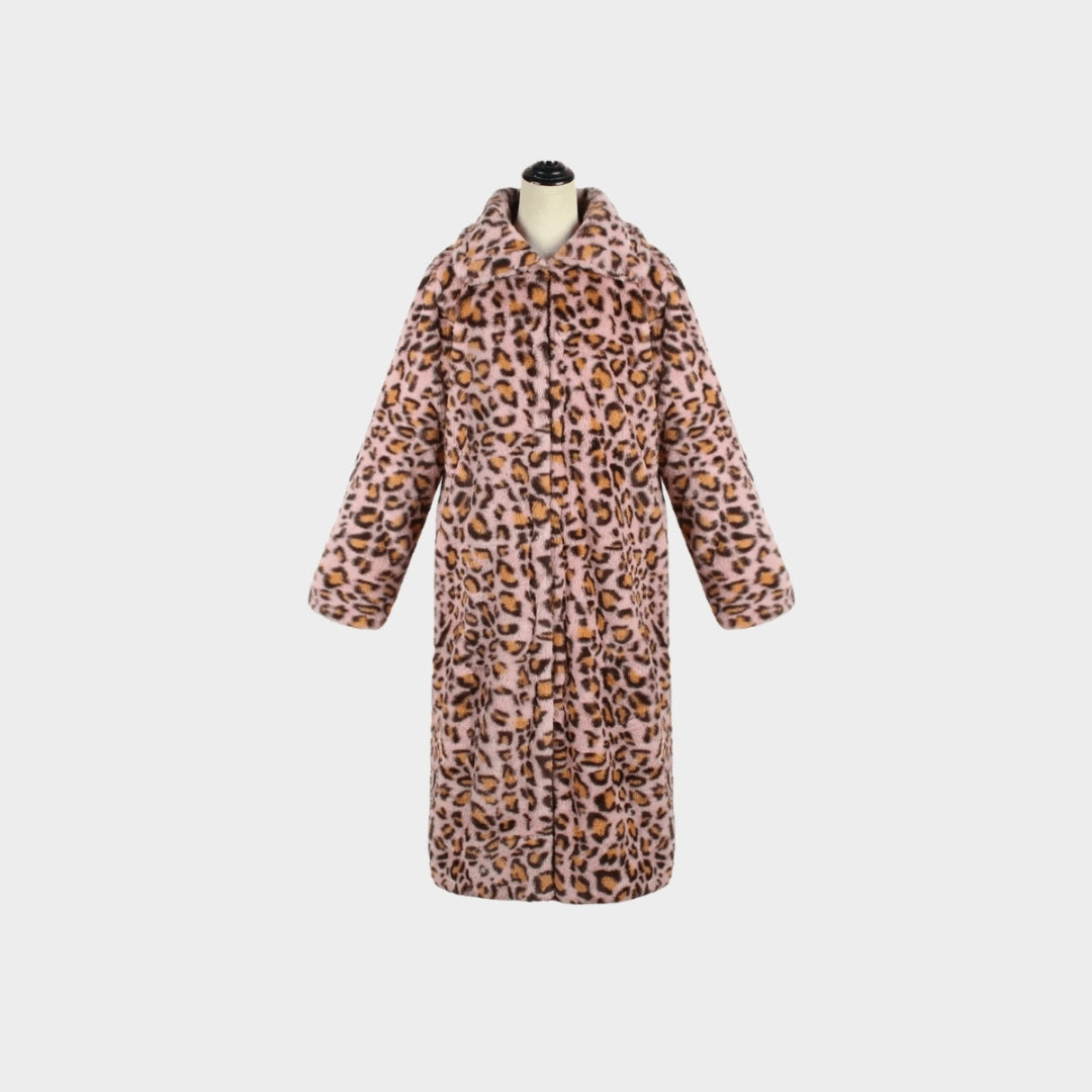 Women’s Winter Faux Fox Fur Long Coat – Thick Fluffy Windbreaker Jacket in Pink, Yellow, Green, and Purple