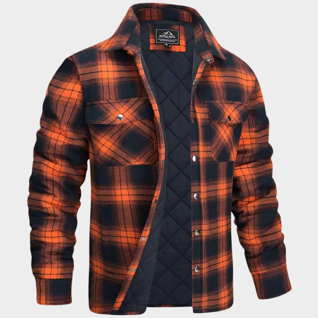 Men Plaid Shirt Jacket – Thickened Long Sleeve with Collar and Loose Fit – Multiple Colours