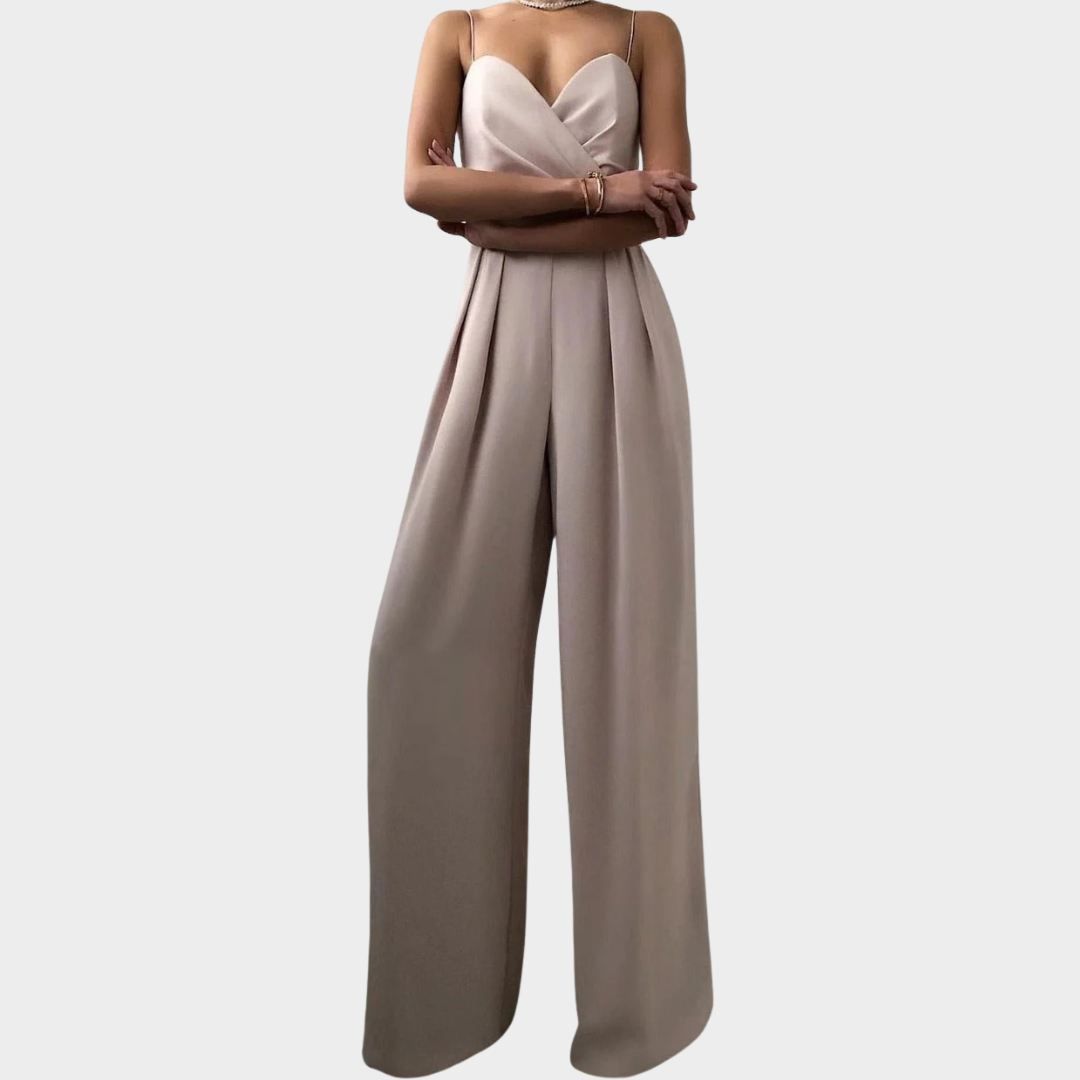 Women Sleeveless High Waist Jumpsuit – Slim Fit – V Neck – Wide Leg Long Pants – Lightweight Soft Fabric – Multiple Colours