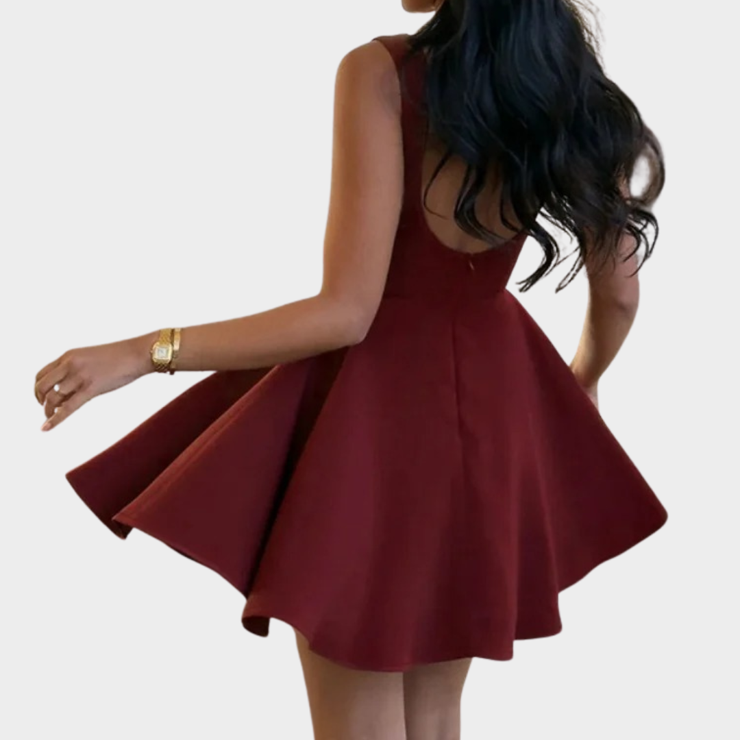 Women’s Sleeveless A-Line Mini Dress – Elegant Backless Cocktail Party Outfit with Flattering Fit – Multiple Colours