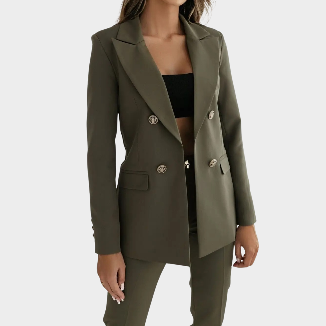 Women’s Double Breasted Suit Jacket – Elegant Formal Blazer with Tailored Fit – Multiple Colours