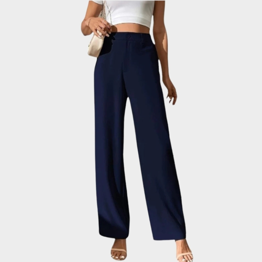 Women’s Serena Wide-Leg Trousers - Tailored Office Wear, Fluid Silhouette, Navy, Green and More