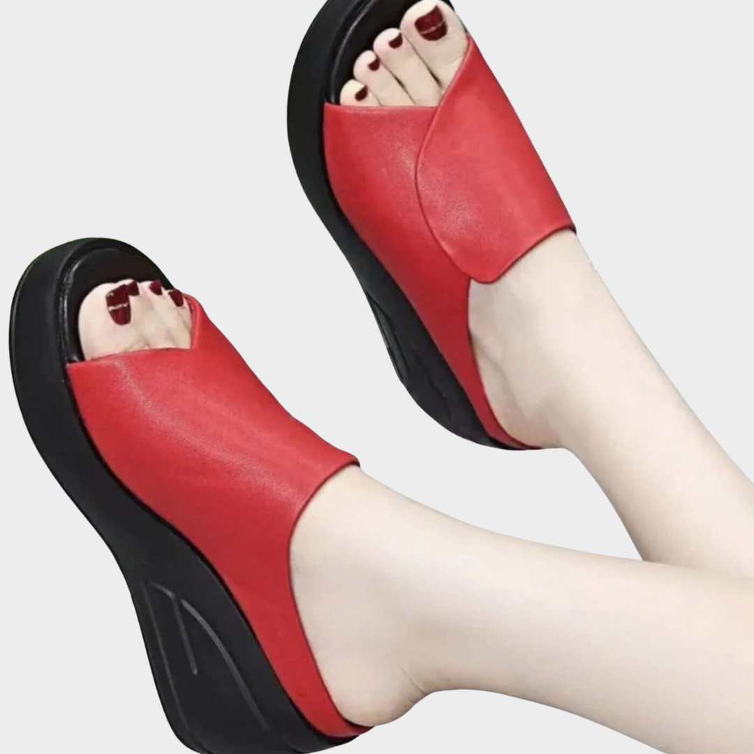 Women’s Wedge Sandals – Orthopaedic Platform Slides with Open Toe – Thick Bottom Slip On Slippers – Comfortable High Heel Design – Multiple Colours