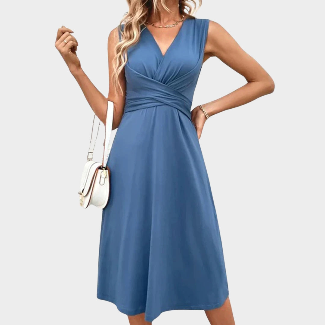 Women - Knee-Length Midi Dress - Sleeveless - Elegant & Comfortable - Multiple Colours