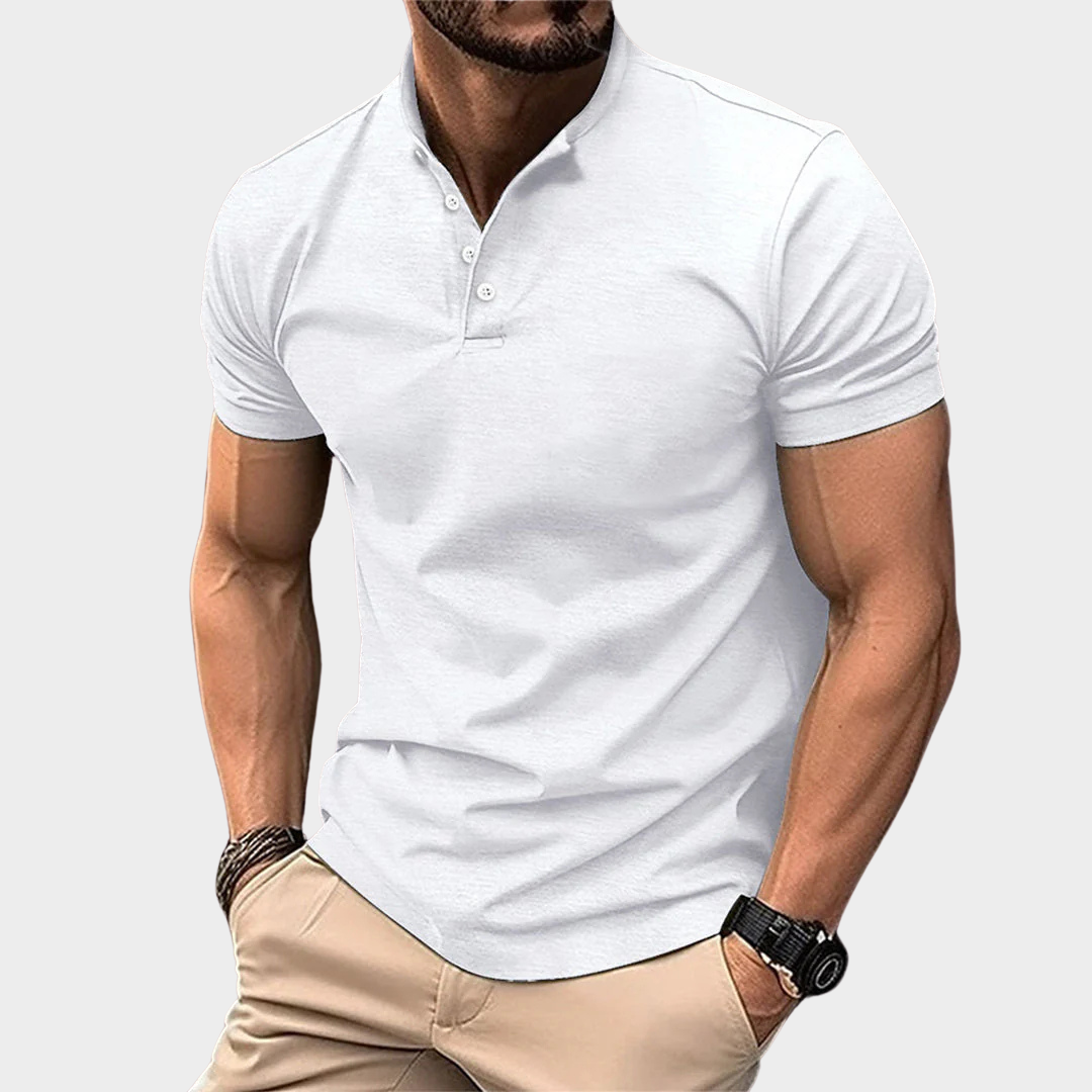 Men’s Polo Shirt – Henley Collar – Short-Sleeved – Lightweight & Breathable – Multiple Colours