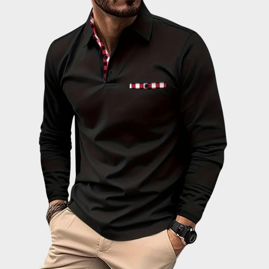 Men's Slim Fit Polo Shirt - Long Sleeve - Zipper Lapel - Business Casual - Multiple Colours