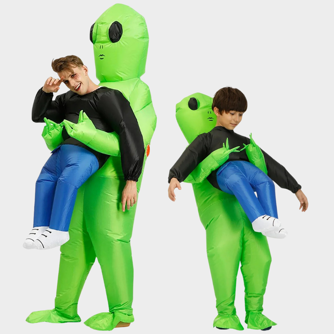 Alien Halloween Costume – Unisex Inflatable Cosplay Outfit for Adults & Kids – Funny Party Costume Suit – Green
