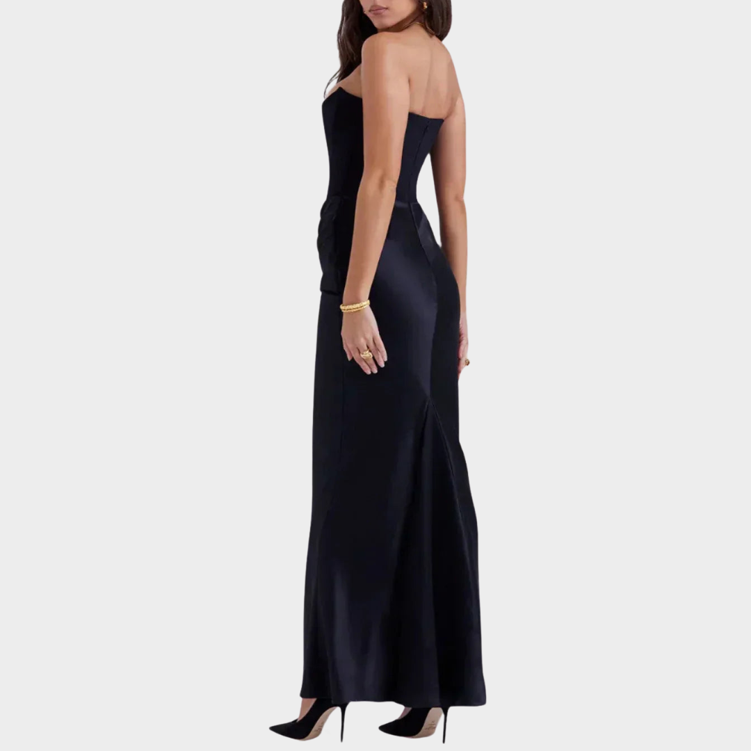 Women's Strapless Pleated Long Dress – Sleeveless – Backless – Lace-Up Party Gown – Multiple Colours