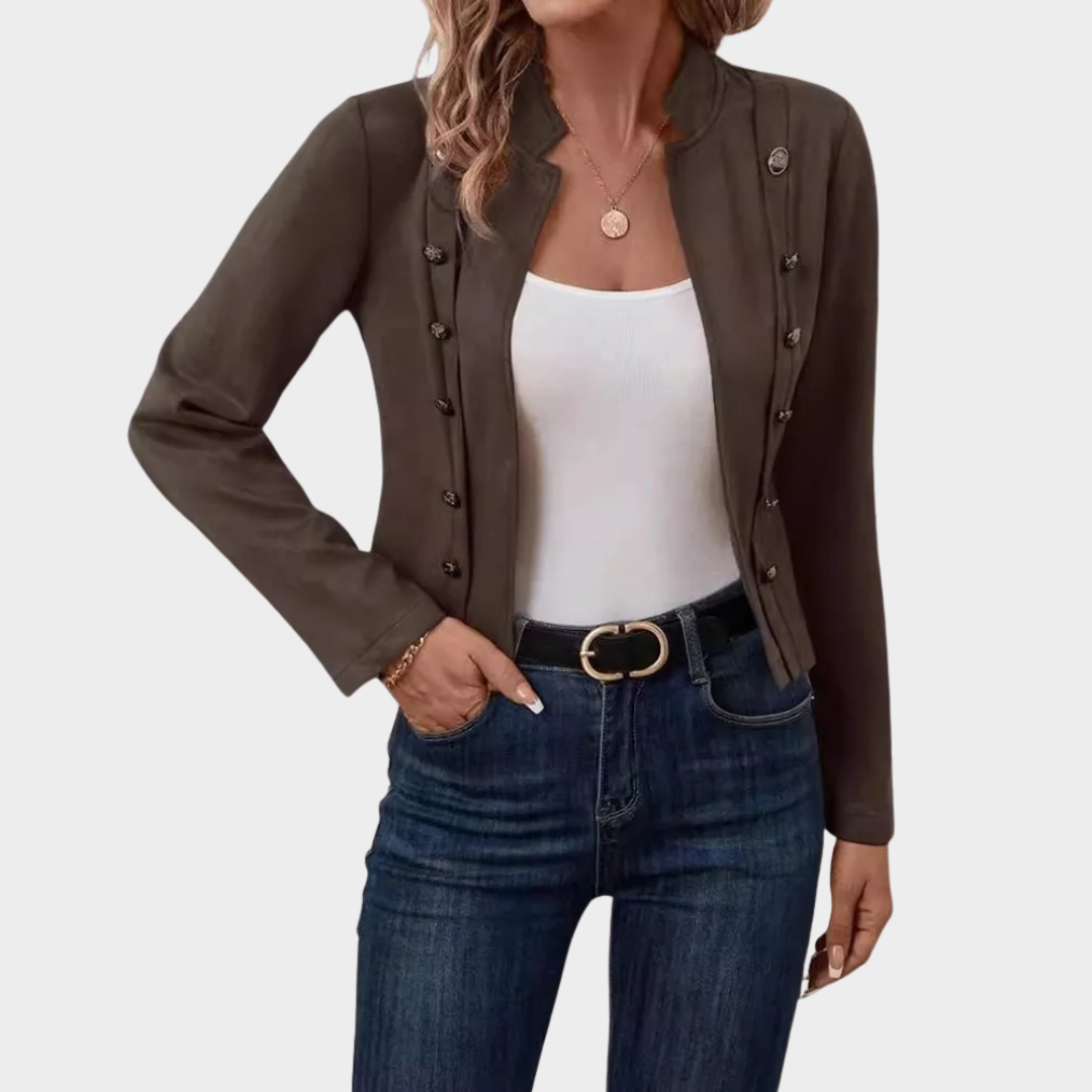 Women's Double-Breasted Jacket – Long Sleeve Casual Deerskin Coat – Elegant Fashion Outerwear – Multiple Colours
