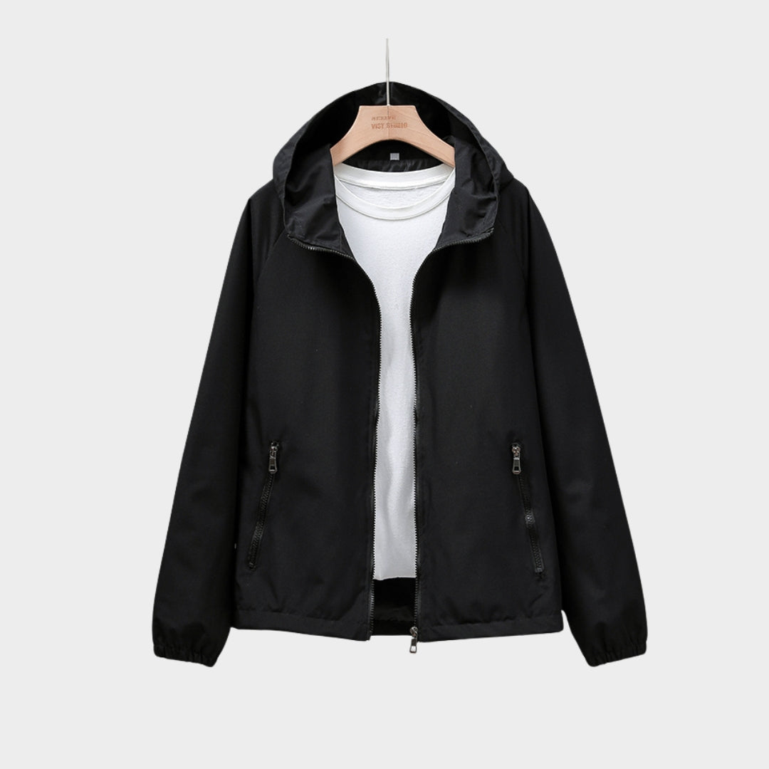 Female Windbreaker Hooded Jacket – Lightweight Casual Sports Coat, Travel Outerwear (Green, Black, and More)