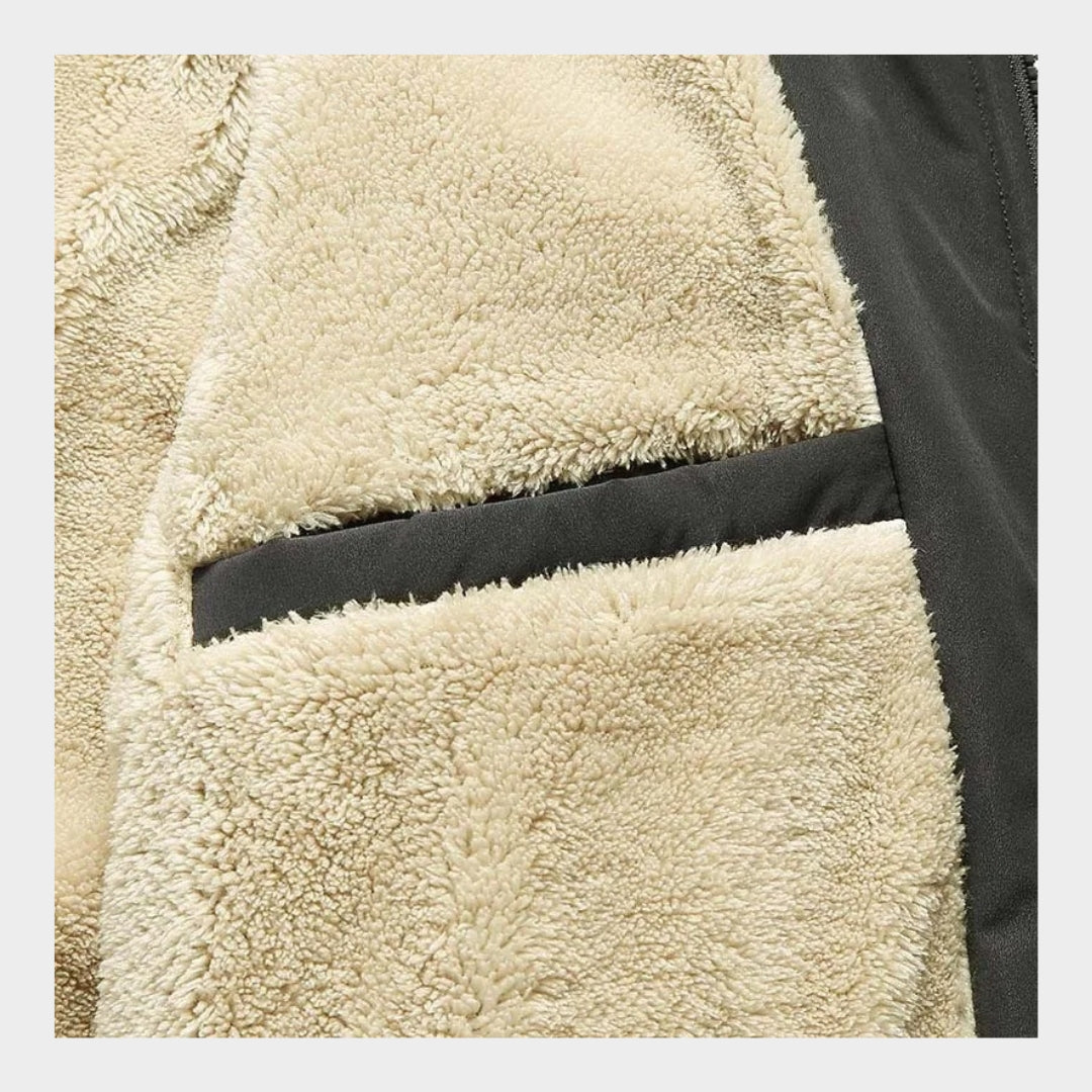 Winter Fleece Lined Cotton Jacket - Men's Thickened Plush Lamb Warm Windbreaker, Casual Coat, Beige, Black, Grey