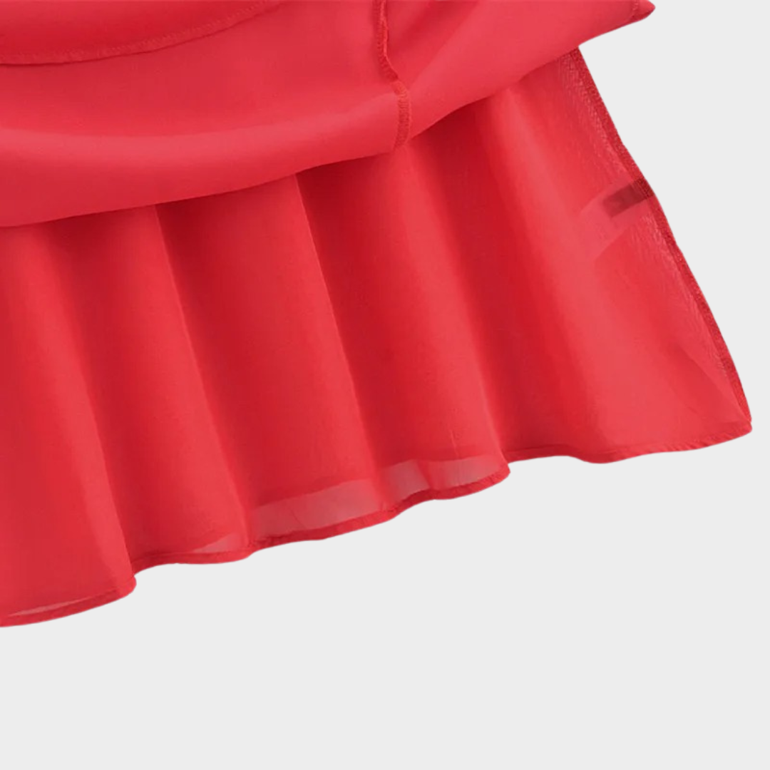 Women's Bodycon Tie-Strap Dress – Sleeveless A-Line Fit – Red