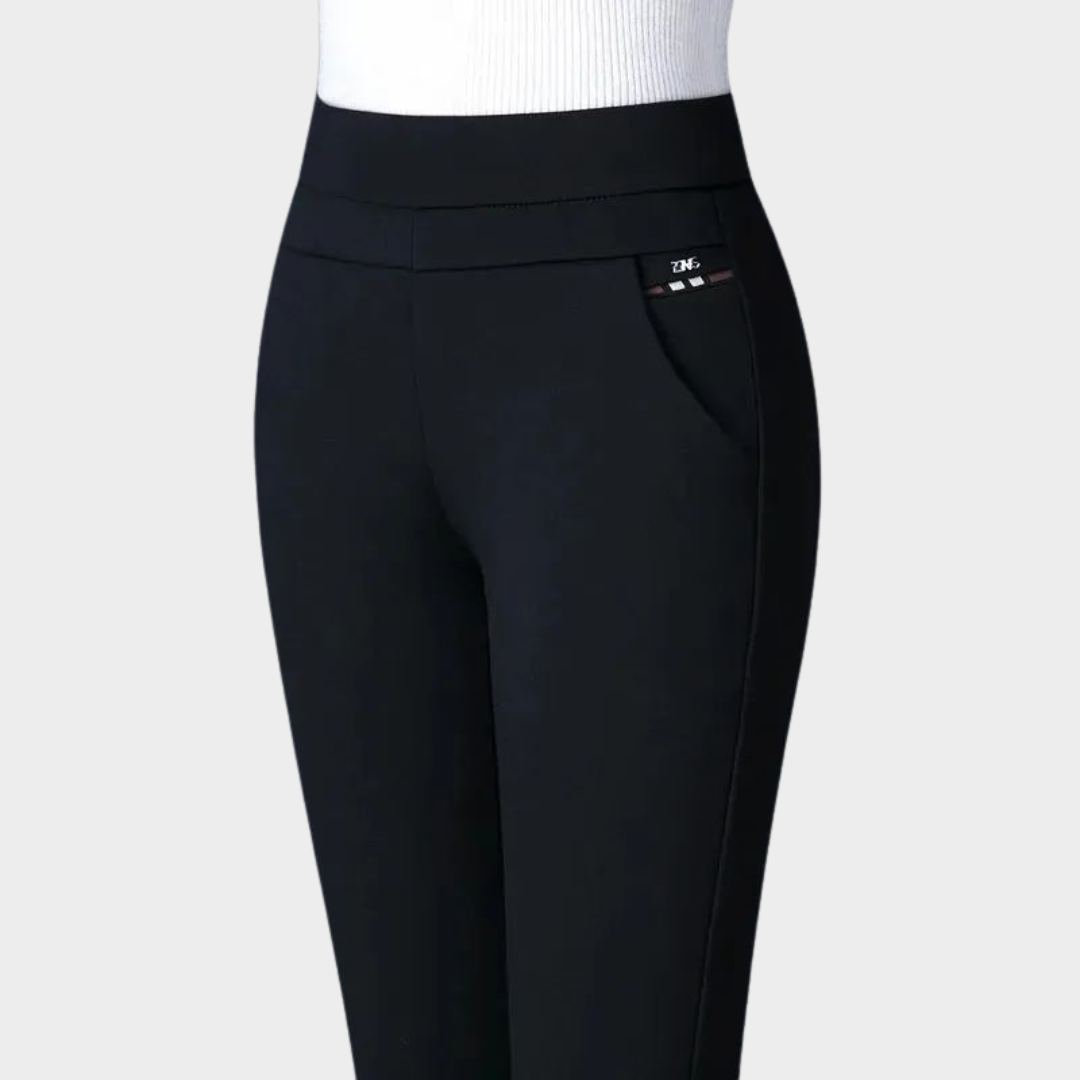 Women's Elastic Waist Straight Trousers – Casual Stripe Pencil Pants – Comfortable Fit – Multiple Colours