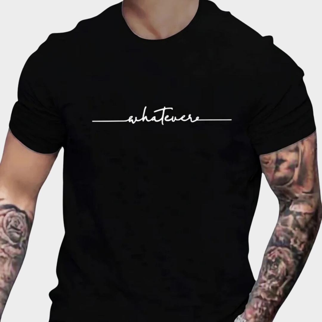 Men's Cotton T-Shirt – Loose Fit Round Neck Short Sleeve Tee – Letter Print Casual Top – Multiple Colours