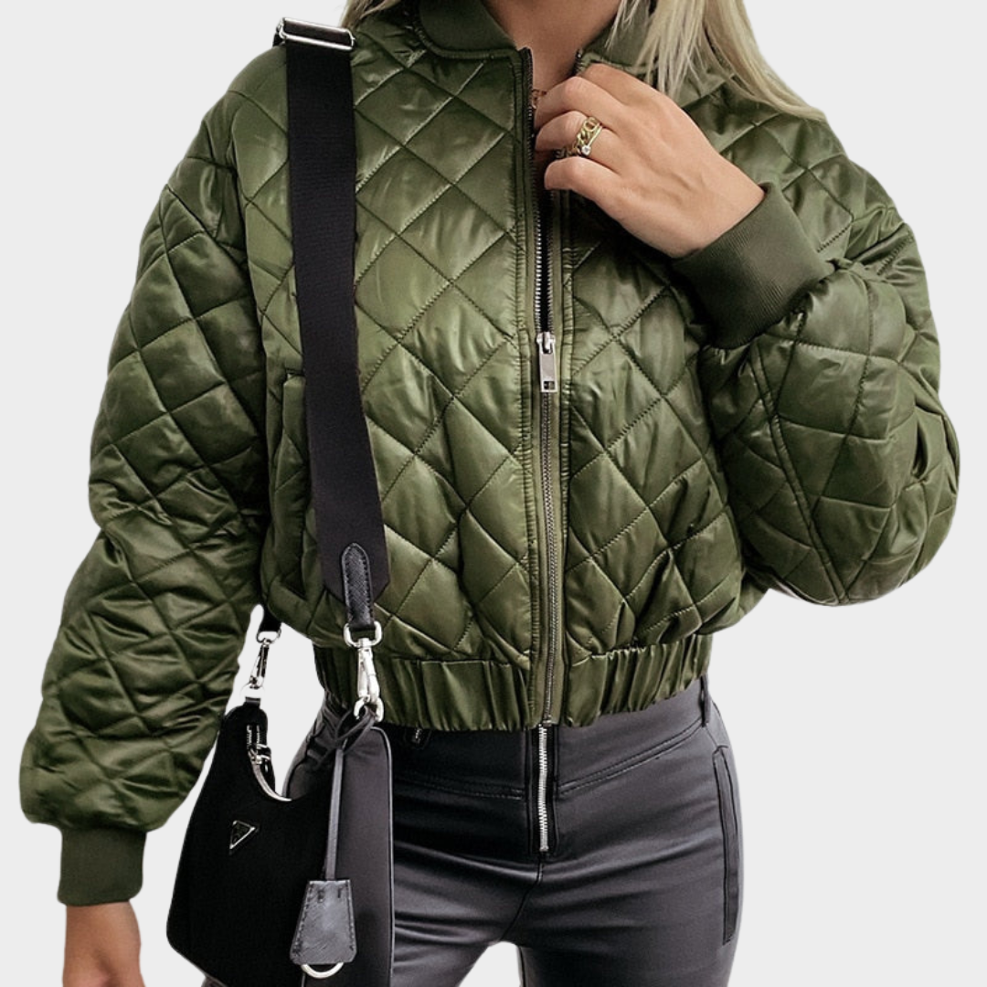 Women's Quilted Puffer Jacket – Short MA1 Style – Sequin Angel Wings – Warm & Stylish – Multiple Colours