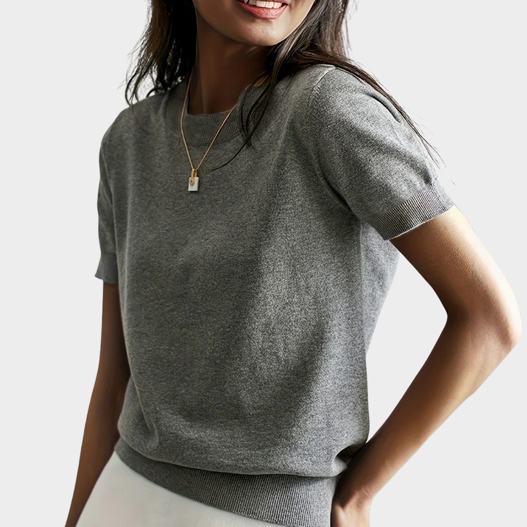 Women’s Casual Short Sleeve Crew Neck Top – Relaxed Fit Lightweight Knit Tee – Versatile Everyday Style – Multiple Colours