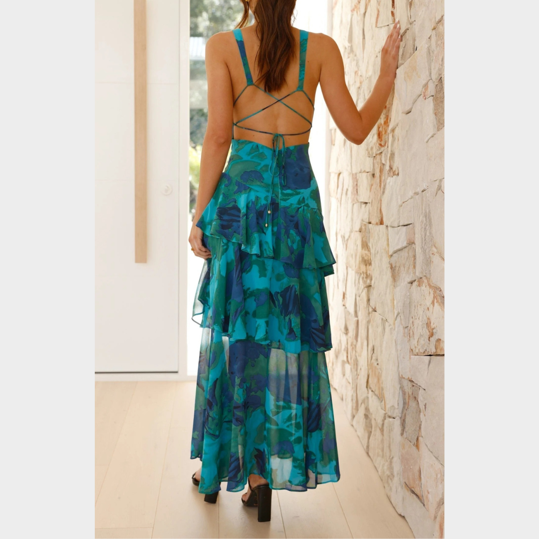 Women’s Halter Neck Chiffon Dress – Sleeveless Ruffled Hem Lightweight Fit – Beach and Holiday Style – Multiple Colours
