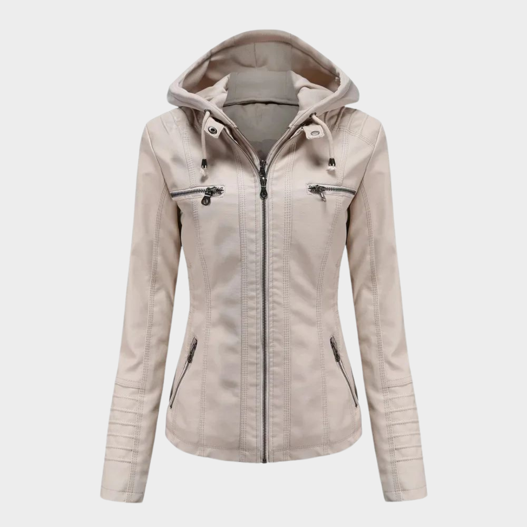 Women's Hooded Leather Jacket – 2-Piece Set – Removable Design – PU Leather Coat – Multiple Colours