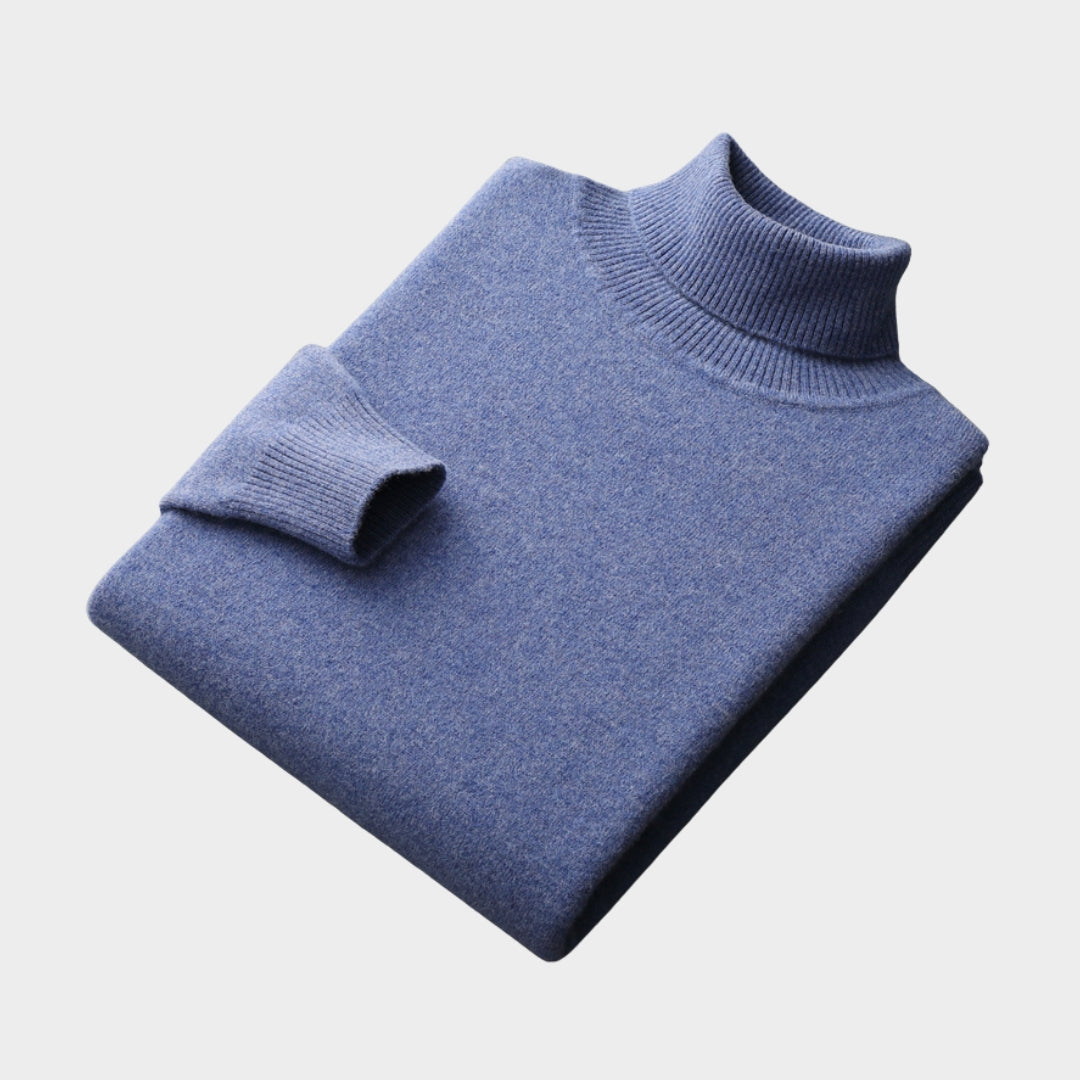 Men’s 100% Merino Cashmere Sweater – Old Money Knitted Pullover, Padded Warm Loose Fit, Black/Blue/White