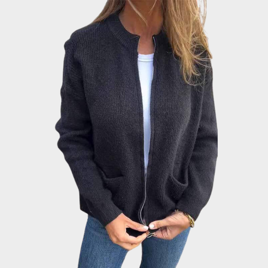 Women's Long Sleeve Knitted Cardigan – Casual Outerwear – Pockets – Multiple Colours