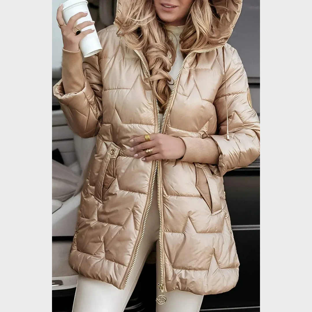 Women’s Hooded Parka Coat – Long Sleeve Cotton Blend Jacket with Padded Lining and Zipper Closure – Multiple Colours
