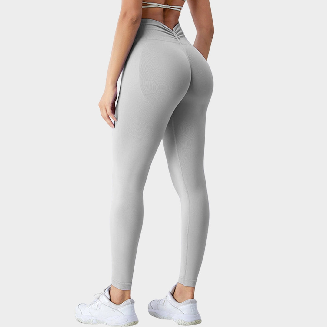 Women's Seamless High-Waist Leggings - Butt-Lifting V-Fold Design - Stretch & Supportive Fitness Trousers - Multiple Colours
