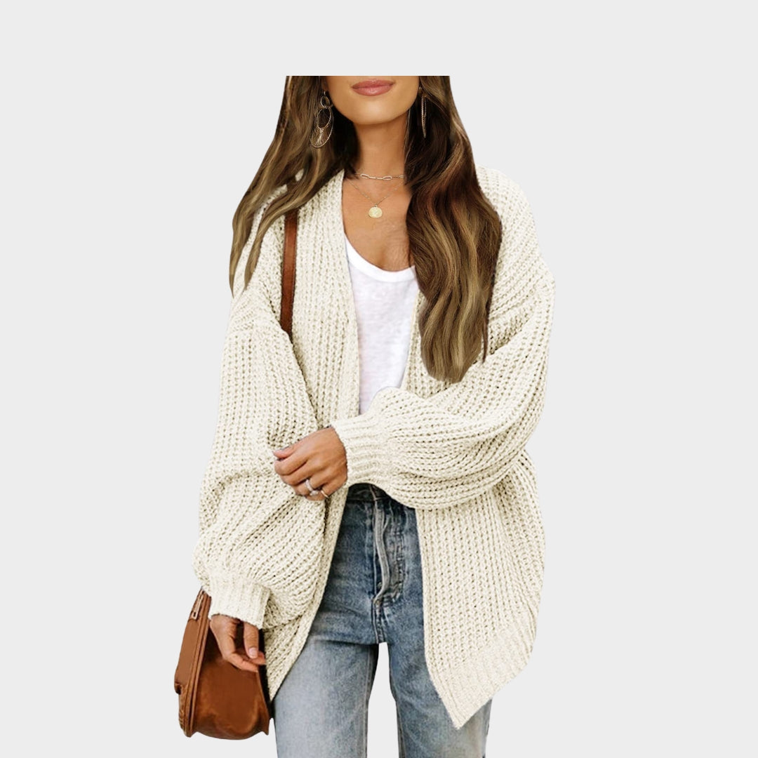 Women's Lantern Sleeve Thick Needle Vest – Cozy Knitted Sweater Coat, Black, Beige, and More