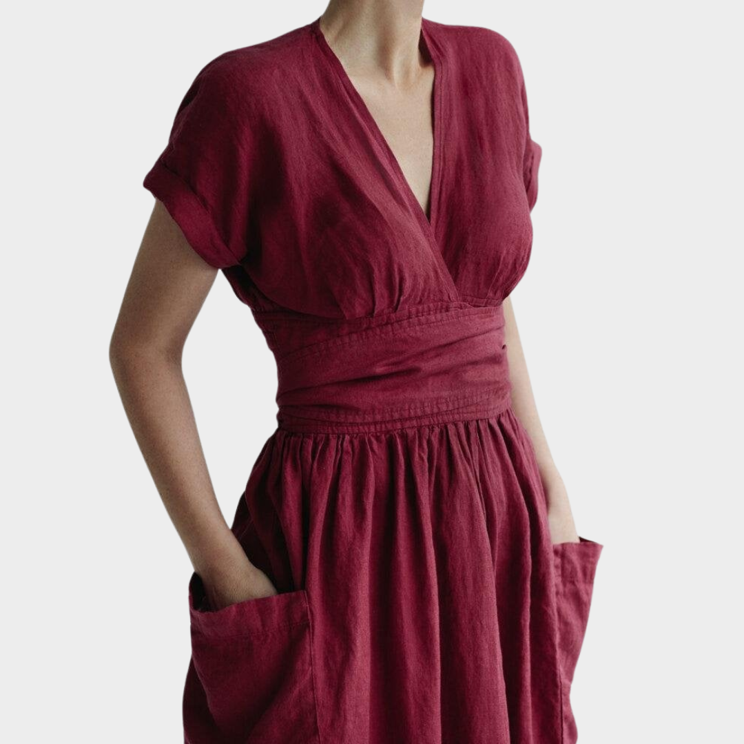 Women's Casual Night Dress – Loose Fit Cotton Linen – Pockets – Multiple Colours