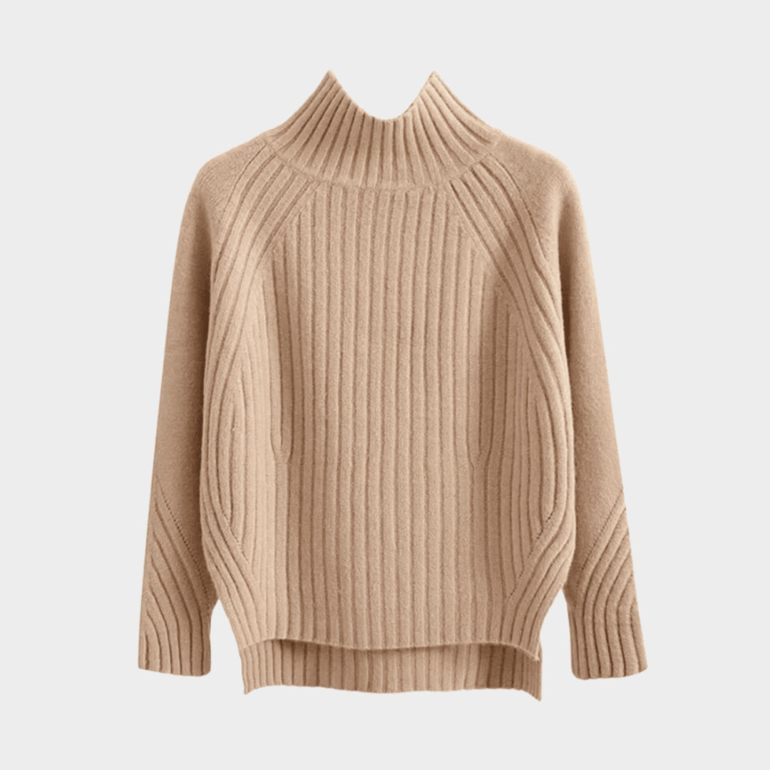 Women's Knitted Turtleneck Sweater – Fitted Bottom, Casual Autumn Pullover in Beige, Black, and More