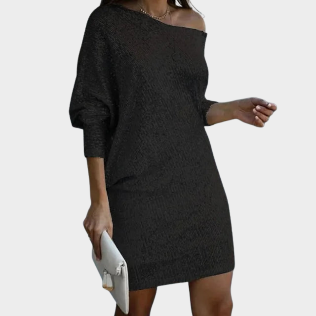 Women's Sequin Party Dress – Elegant One-Shoulder Cocktail Gown – Long Sleeve – Multiple Colours