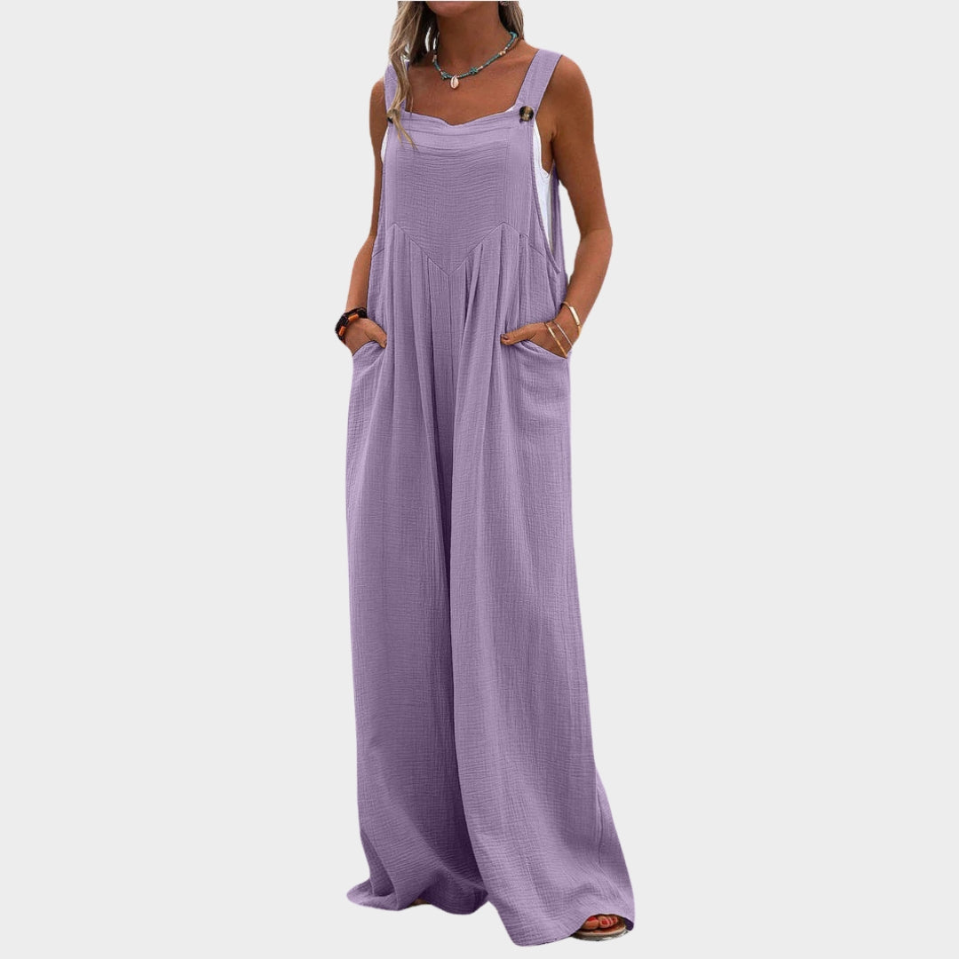 Women Lace-Up Hollow Out Jumpsuit – Long Pants, V-Neck, Elegant Office Rompers