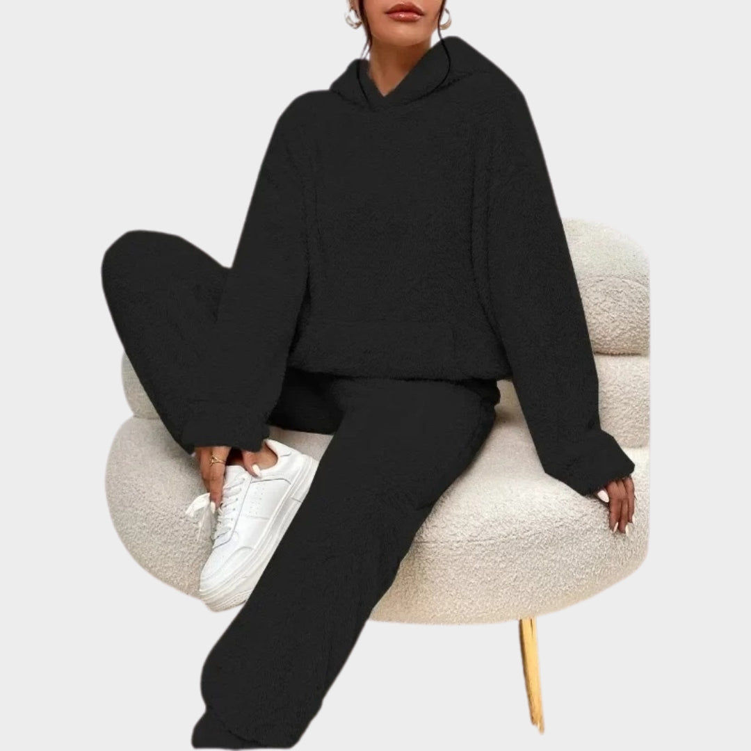 Women's Plush Two-Piece Lounge Set – Hoodie & Pants – Soft Fleece – Multiple Colours