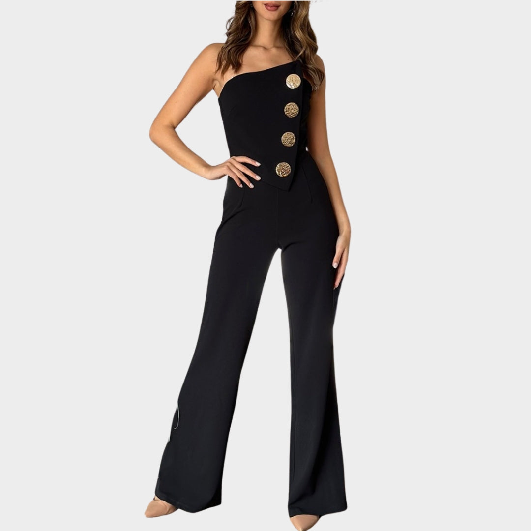 Women Romper Jumpsuit – Backless Tube Top, Bootcut Long Pants, Summer Streetwear