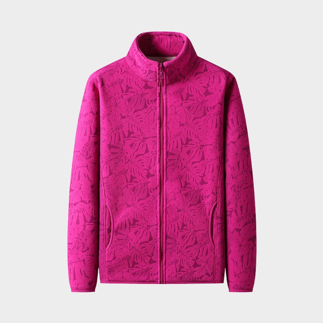 Women's Brushed Fleece Jacket – Print Design, Thick Warm Vest, Sports Coat, Grass Green, Peacock Green, Rose Red, and More