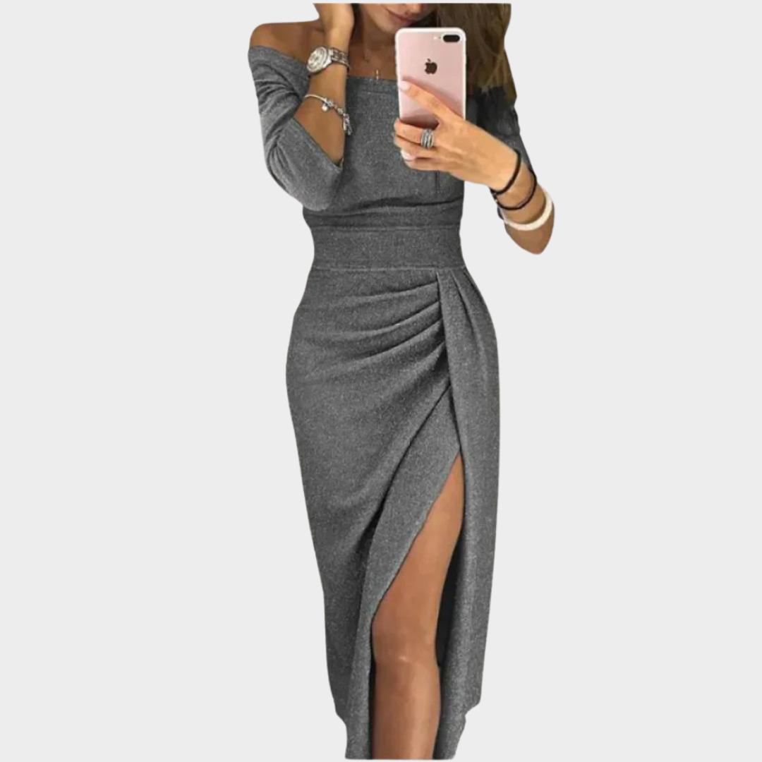 Women's Off-Shoulder Long Dress – Elegant High Waist – Evening Party Clubwear – Flowy Fit – Multiple Colours