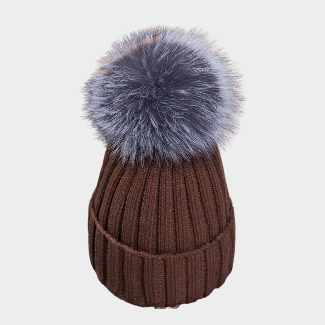 Women’s Warm Winter Beanie – Faux Fur Pom Pom Knit Ski Cap in Multiple Colors