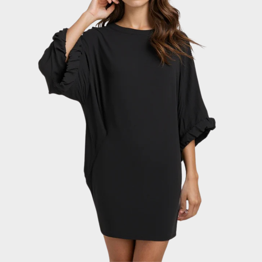 Women’s Loose Fit T-Shirt Dress – O-Neck Mid-Length with Side Pockets – Casual Solid Colour Cotton Blend – Multiple Colours