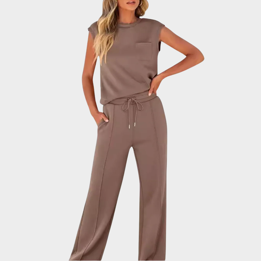 Women’s Casual Lounge Co-Ord – High Waist Two-Piece Sleeveless Set – Multiple Colours