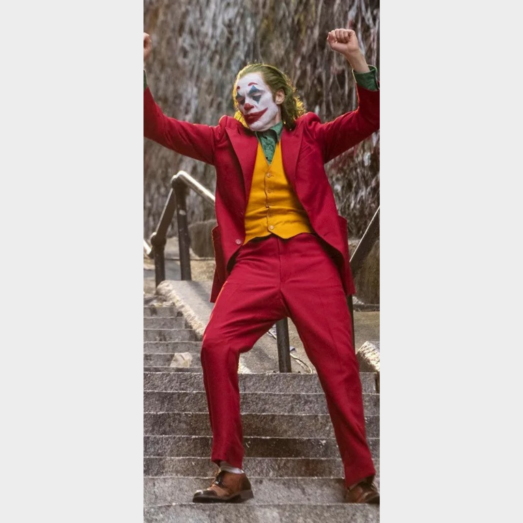 Men Joker Halloween Costume – Arthur Fleck Clown Cosplay Outfit with Red Suit – Movie Inspired Fancy Party Uniform – Red