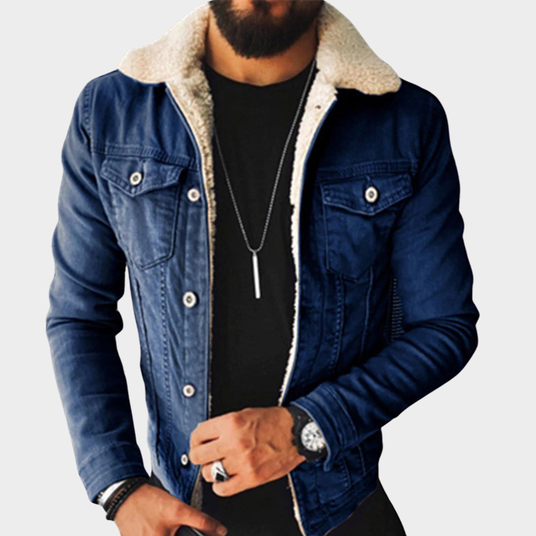 Men's Denim Jacket - Lapel Collar - Buttoned - Plush Lining - Casual Fit - Multiple Colours