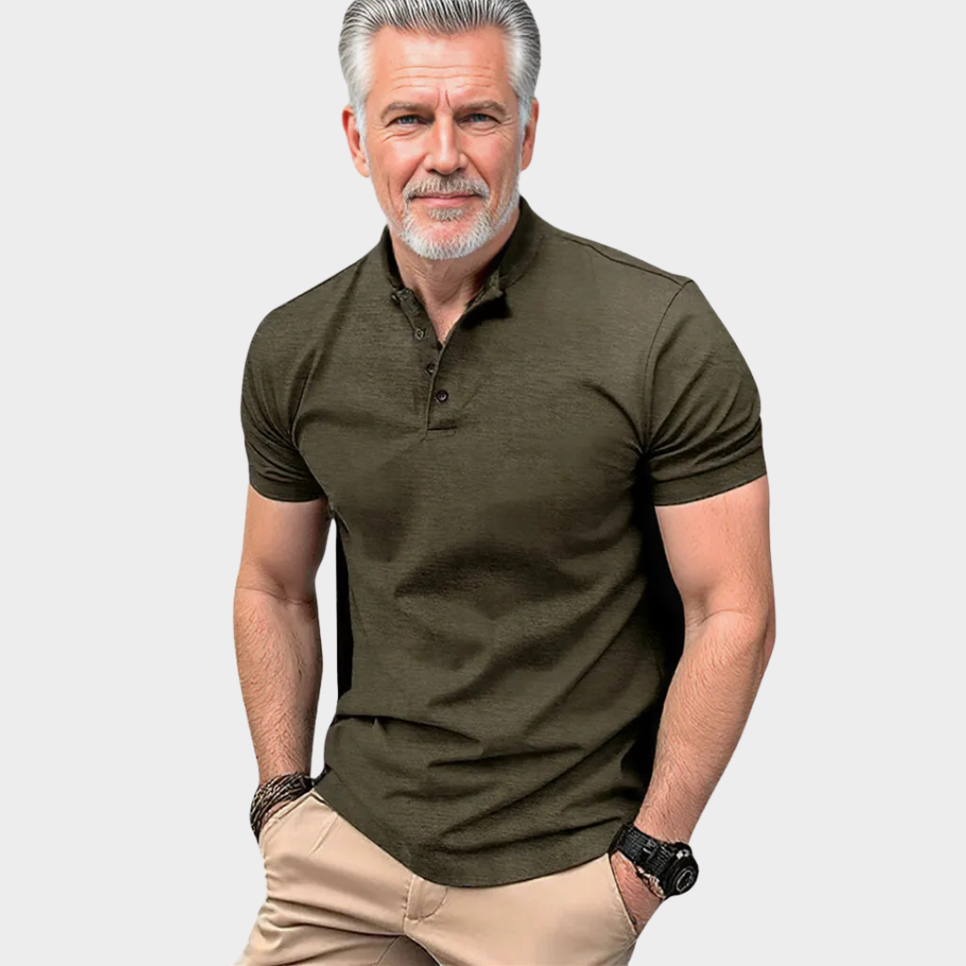 Men’s Polo Shirt – Henley Collar – Short-Sleeved – Lightweight & Breathable – Multiple Colours
