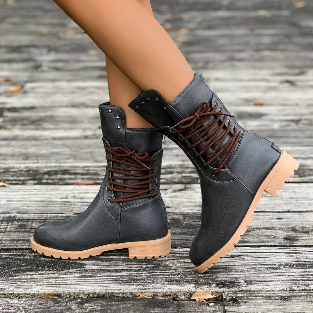 Women Western Cowboy Boots – High Heel Knee Length Retro Leather Knight Style Riding Boots – Multiple Colours