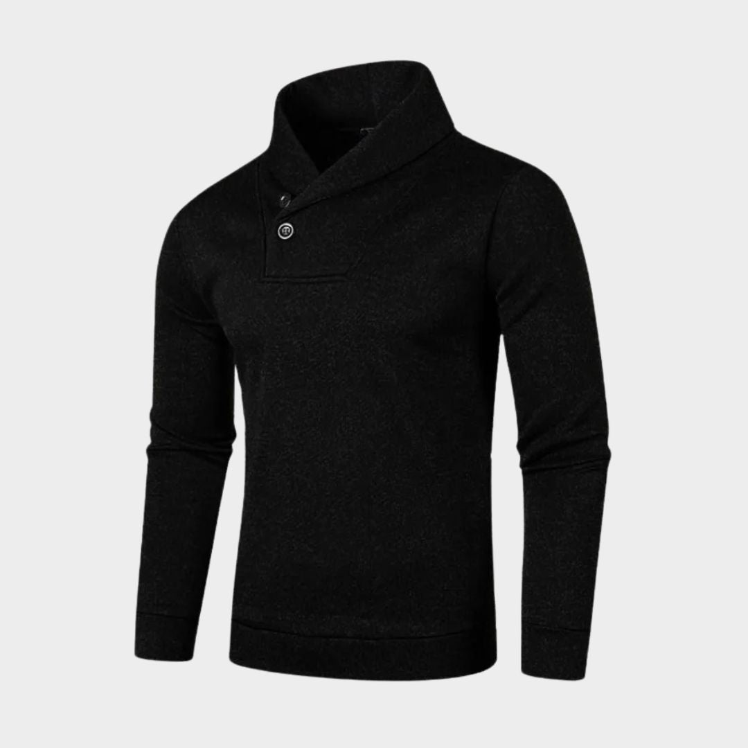 Autumn Men's Half Turtleneck Sweater – Button Neck Slim Fit Warm Winter Pullover (Black, Navy Blue, and More)