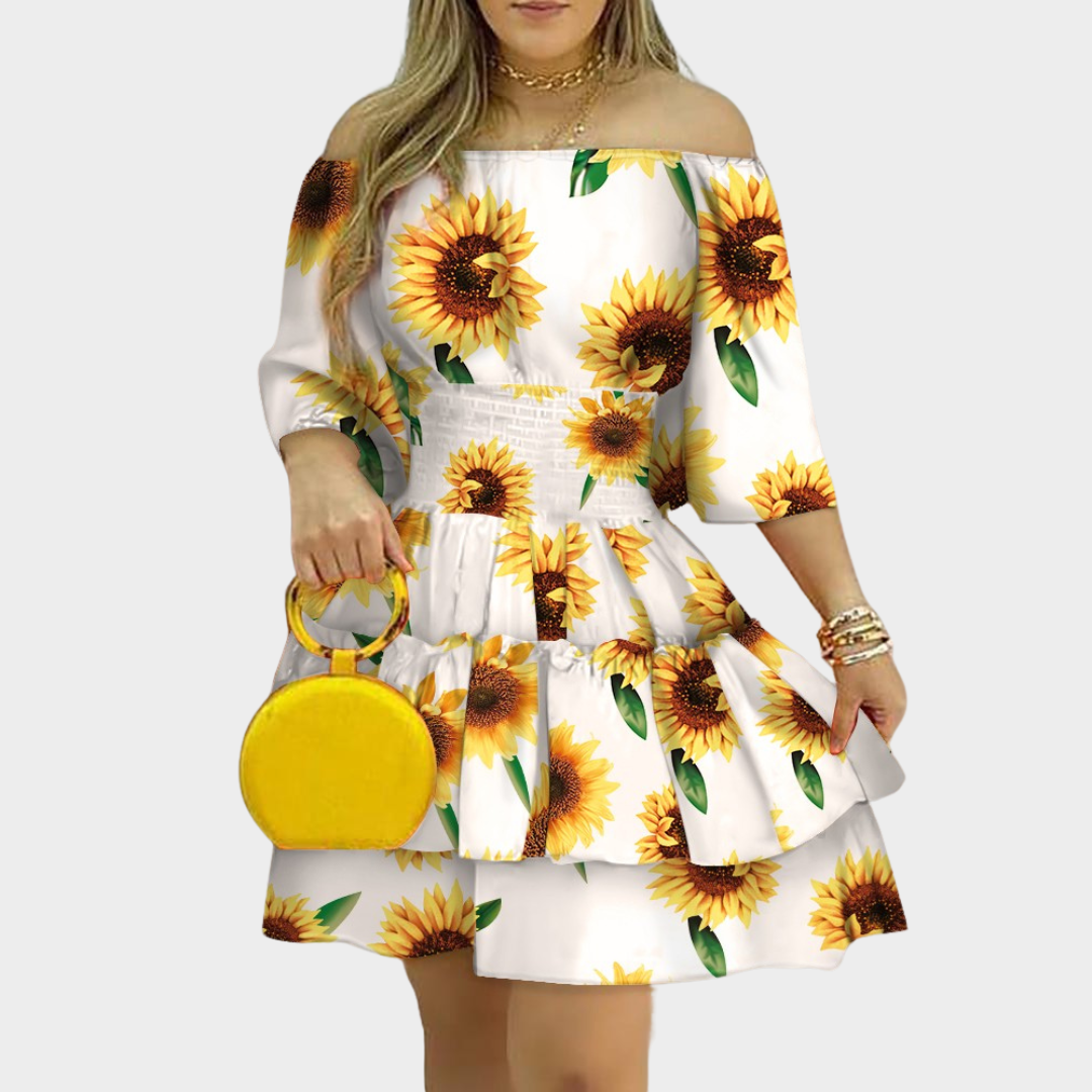 Women's Floral Off-Shoulder Mini Dress – Strapless High Waist Dress – Shirred Fit – Multiple Colours