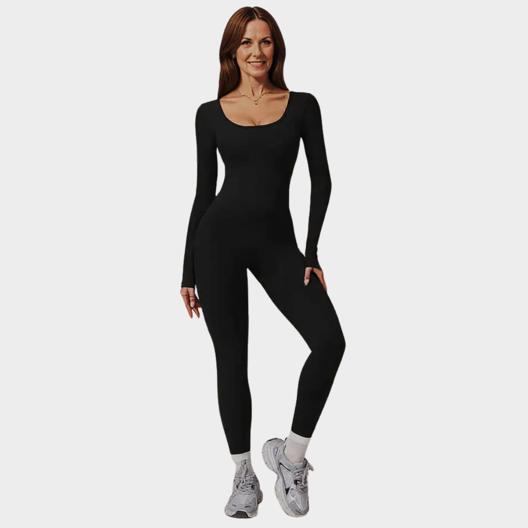 Women V-Back Jumpsuit - Halterneck One-Piece Gym & Yoga Suit - Stretch Fit - Workout Bodysuit - Multiple Colours