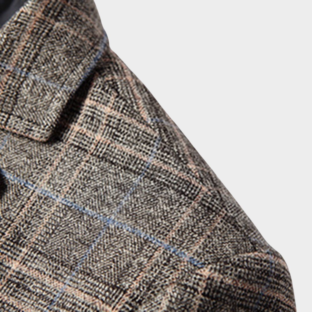 Men's Slim Fit Blazer – British Plaid Formal Suit Jacket – Business Casual Wedding Coat – Multiple Colours